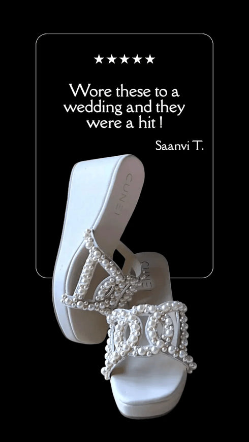 White Pearl Motif Wedges - cunei